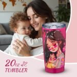 20oz Mom Tumbler Insulated Thermal Coffee Cup - Portable Travel Mug with Cute Cartoon Patterns, Leak-Proof for Mom, Great Mother’s Day Gift for Daily Use Office Outdoor(Pink) - Image 5