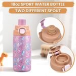 PIQUEBAR Bento Lunch Box for Kids with Thermo Ice Pack Lunch Food Container Insulated Bag, 18oz Plastic Sport Water Bottle for Kid Girls Boys - Image 8