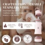 Jili All-in-One Baby Bottle, Insulated Stainless Steel Bottle with Formula Container, Anti-Colic Nipple, and Leak-Proof Lid, Baby Essentials for Travel, BPA and Phthalates-Free, Rose, 8 oz. - Image 4