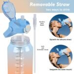 64oz Sports Water Bottle with Fruit Infuser, 2 in 1 Straw and Chug Motivational Water Bottle with Time Marker, Half Gallon Large Water Jug with Handle for Travel Fitness Gym Outdoor (Blue) - Image 5