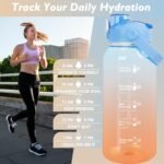 64oz Sports Water Bottle with Fruit Infuser, 2 in 1 Straw and Chug Motivational Water Bottle with Time Marker, Half Gallon Large Water Jug with Handle for Travel Fitness Gym Outdoor (Blue) - Image 6