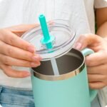 Press-In Tumbler Lid for Hydro Flask 32 40oz Travel Tumblers, Replacement Tumbler Lid with Straw for Hydro Flask 32oz 40oz All Around Tumblers(Teal) - Image 3