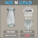 6.76 oz / 200ml Vintage Glass Bottle with Leakproof Clear Lid, Reusable & Eco-Friendly – Ideal for Milk, Juices, Smoothies, Infused Water, BPA-Free Glass Bottle (6-Pack) - Image 3