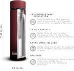 London Sip Multi-Purpose Travel Mug and Tumbler Fruit Infused Flask Hot and Cold Double Wall Stainless Steel Thermos with Extra-Long Infuser, Sacred Red - Image 4