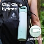 24 oz Insulated Water Bottle, 2-in-1 Lid, Straw & Spout with Protected, Leak Proof, Keep Cold 24H, Cup Holder Fit, Stainless Steel, Metal, Reusable, for Travel, Gym and School, 2 Lids, Iced Mint - Image 4