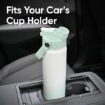 24 oz Insulated Water Bottle, 2-in-1 Lid, Straw & Spout with Protected, Leak Proof, Keep Cold 24H, Cup Holder Fit, Stainless Steel, Metal, Reusable, for Travel, Gym and School, 2 Lids, Iced Mint - Image 6