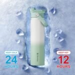 24 oz Insulated Water Bottle, 2-in-1 Lid, Straw & Spout with Protected, Leak Proof, Keep Cold 24H, Cup Holder Fit, Stainless Steel, Metal, Reusable, for Travel, Gym and School, 2 Lids, Iced Mint - Image 7