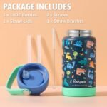 rockpapa 14 oz Kids Insulated Water Bottle，Stainless Steel Toddler Cups with Straws, BPA Free, Leak-Proof, Kids Water Bottle for School Boys& Girls (Blue Dinosaur) - Image 8