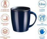 PARACITY Insulated Coffee Mug Stainless Steel Coffee Mug with Lid Handle Double Wall Vacuum Travel Mug Camping Tumbler Cup Men Women 12 oz (Blue) - Image 4
