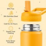 12 oz Kids Water Bottle, Toddler Water Bottle with Straw, Boys&Girls Bottle for School, 304 Stainless Steel Vacuum Insulated Bottle for Kids, BPA-Free, Leak-Proof, Sunrise - Image 4