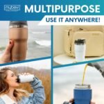 Retro Wave Insulated Tumbler – Triple-Layer Vacuum Stainless Steel Coffee & Tea Travel Cup, Spill-Resistant Lid - 12 oz, Rose Gold - Image 5