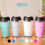 Retro Wave Insulated Tumbler – Triple-Layer Vacuum Stainless Steel Coffee & Tea Travel Cup, Spill-Resistant Lid - 12 oz, Rose Gold - Image 7