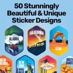 LET'S WANDER 50 States Water Bottle with Waterproof Stickers - 32oz Leakproof Insulated Stainless Steel with Straw - States of the USA Gift Bottle (Black) - Image 3