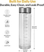 Juice Bottles with Lids – 4 Pack 16 OZ Wide Mouth Glass with Stainless Steel Lids – Reusable Beverage Containers for Juice, Smoothies, Milk, Water – Leakproof, BPA-Free, Dishwasher Safe - Image 3