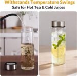 Juice Bottles with Lids – 4 Pack 16 OZ Wide Mouth Glass with Stainless Steel Lids – Reusable Beverage Containers for Juice, Smoothies, Milk, Water – Leakproof, BPA-Free, Dishwasher Safe - Image 5