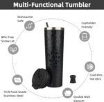BJPKPK 34oz Insulated Tumbler With lid And Straw Stainless Steel Tumblers Travel Coffee Mug Reusable Thermal Cup,Black Leopard - Image 4