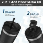 BJPKPK 34oz Insulated Tumbler With lid And Straw Stainless Steel Tumblers Travel Coffee Mug Reusable Thermal Cup,Black Leopard - Image 5