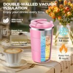 Volhoply 13 oz Stainless Steel Insulated Travel Coffee Mug with Fip Lid Bulk 2 Pack,Reusable Double Wall Vacuum Metal Coffee Cup,Portable Leak Proof Thermal Tumbler for Hot & Cold Drinks(Mix,2) - Image 8