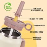 50oz Water Bottle, Leak Proof Tumbler with Lid and Straw, Cover Cap, Stainlees Steel Travel Mug for Hot/Iced Water, Tea or Coffee, BPA-Free, Gifts for Women & Men, Khaki - Image 4