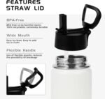 Volhoply 14oz KIds Stainless Steel Insulated Leakproof Water Bottle with Straw Lid and Silicone Boot,BPA-Free Easy Use for Boys&Girls,Double Wall Vacuum Bottles(White,1) - Image 5