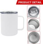 6 Pack 20 oz Sublimation Tumblers with handle Coffee Blanks, with Lid and Straw Cups Blank Bulk, Straight Skinny Insulated Cup Stainless Steel Water Bottle for Craft DIY… - Image 4