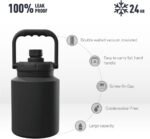 Asobu Puramic™ Mini Stainless Steel Double Walled Vacuum Insulated 33 Ounce Jug With Full Hand Easy Carry Handle and Pop Up Straw (Black) - Image 3
