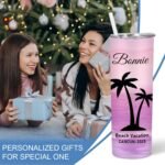 Personalized Vacation Tumbler, Custom Beach Tumbler for Women, Customized Family Vacation Trip Tumblers, Girls Trip Cups, 20 oz Insulated Tumblers with Lids and Straws, Bachelorette Trip Gifts - Image 8