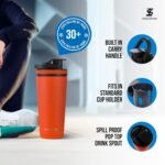 Ice Shaker Insulated Stainless Steel Shaker Bottle | 26oz, Orange | Cold for 30+ Hours | Insulated Cup with Twist-on Agitator | Odor-Free Bottle for Protein Shakes, Water, Smoothies, Cocktails - Image 3