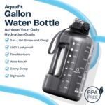 AQUAFIT 1 Gallon Water Bottle with Time Marker - Straw & Chug Lid - BPA Free Gym Water Bottle with Straw - Big Gallon Jug (Nebula, 128 oz - 2in1 Lid) - Image 3