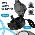 AQUAFIT 1 Gallon Water Bottle with Time Marker - Straw & Chug Lid - BPA Free Gym Water Bottle with Straw - Big Gallon Jug (Nebula, 128 oz - 2in1 Lid) - Image 4