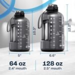 AQUAFIT 1 Gallon Water Bottle with Time Marker - Straw & Chug Lid - BPA Free Gym Water Bottle with Straw - Big Gallon Jug (Nebula, 128 oz - 2in1 Lid) - Image 8