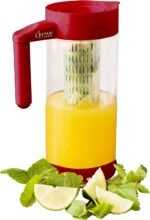 Glass Water Infusion Pitcher | BPA Free Fruit Infuser | Premium Borosilcate Glass for Hot and Cold Liquids | Infuse Iced Tea, Coffee, Water, Juice, Vodka, Tequila - Cestari Infuser, Red 44 ounces - Image 4