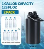 Insulated Water Bottle, 2 Pack, 1 Gallon Jug with Handle, 128 oz Stainless Steel Large Water Bottle Wide Mouth Double Vacuum for Hot & Cold Drinks, Black - Image 3