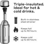 BOBBER 34 oz Vacuum Insulated Stainless Steel Water Bottle with Removable Tea Infuser – Dishwasher Safe, Keeps Drinks Hot for 40 Hours – Triple Walled Coffee Thermo for Hot Drinks (Matte) - Image 3