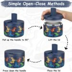 12oz Insulated Vacuum Food Jar with Buckle Lid Wide Mouth Soup Thermo for Hot Food Kids Leakproof Stainless Steel Lunch Container (Blue-Dinosaur) - Image 3