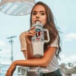 sweet grain Sublimation Tumblers 40 oz with Handle(4 Pack) - Stainless Steel Double Wall Vacuum Insulated Large Tumbler Bulk with Removable Handle and Straw - Black & White Handle - Image 3