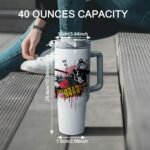 sweet grain Sublimation Tumblers 40 oz with Handle(4 Pack) - Stainless Steel Double Wall Vacuum Insulated Large Tumbler Bulk with Removable Handle and Straw - Black & White Handle - Image 7