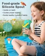 Kids Water Bottle 14oz with Silicone Straw Lid - Insulated Toddler Water Bottle Stainless Steel Keeps Cold 24H, Leak Proof & Birds Prints Design | Custom Name Tag for School, Daycare, Travel - Image 3