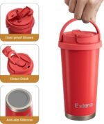 16oz Tumbler with 3 in 1 Lid - Travel Coffee Tumbler - 100% Leakproof and Spill Proof for Hot and Cold Drink - Coffee Mug for Travel, Office, School...(Red) - Image 3