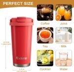16oz Tumbler with 3 in 1 Lid - Travel Coffee Tumbler - 100% Leakproof and Spill Proof for Hot and Cold Drink - Coffee Mug for Travel, Office, School...(Red) - Image 5