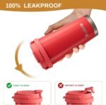 16oz Tumbler with 3 in 1 Lid - Travel Coffee Tumbler - 100% Leakproof and Spill Proof for Hot and Cold Drink - Coffee Mug for Travel, Office, School...(Red) - Image 6