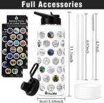 40 oz National Parks Water Bottle with Stickers,Insulated Stainless Steel Water Bottle with 2 Lids,Straws,Silicone Boot,Waterproof Stickers,Travel Vacuum Sealed Metal Bottle,Leak Proof (White) - Image 4