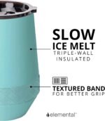 Elemental Recess Wine Tumbler - Triple Wall Insulated Stainless Steel Coffee Mug for Hot & Cold Drinks - Portable Cup with Shatterproof Sip Lid for Camping, Outdoor & Travel - 10oz - Robin's Egg - Image 4