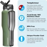 HYDROWION 40 oz Insulated Water Bottle with Straw fit in Car Cup Holder(Cold 48 hrs, Hot 24 hrs) Drinking Bottle with Straw Lid, Spout Lid and Flex Cap Leakproof Travel Thermo Mug，Moss - Image 4
