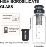 34oz Glass Water Bottle with Leak-Proof Lid, Protective Sleeve, Stainless Steel Tea Strainer, BPA-Free Borosilicate Glass Tea Bottle for Hot & Cold Drinks, Coffee, Tea, Water, Gym, Office - Image 3