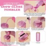 Foxtell 18 Pcs Snow Globe Tumbler DIY Kit 16 oz Pre Drilled Wall Double-Wall Snow Globe Cups with Lids Glitter Tools & Accessories Complete Craft Set for Making Custom Glitter Tumblers (Pink) - Image 5