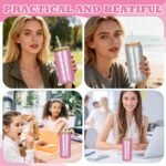 Foxtell 18 Pcs Snow Globe Tumbler DIY Kit 16 oz Pre Drilled Wall Double-Wall Snow Globe Cups with Lids Glitter Tools & Accessories Complete Craft Set for Making Custom Glitter Tumblers (Pink) - Image 7