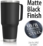 XPAC Double Vacuum Wall Stainless Steel Tumbler with Lid, 64 Ounce, With Handle, Black, Fits in a 4" Wide Car Beverage Holder - Image 3