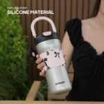 24 oz Insulated Tumbler Drinks Flask for Women, Stainless Steel Leak Proof Water Bottle Fits in Cup Holder Resuable Travel Coffee Mug, Commute Yoga Office Travel - Bowknot Silver - Image 4