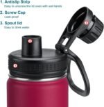 koodee 12 oz Water Bottle -Stainless Steel Vacuum Insulated Wide Mouth Flask with Leakproof Spout Lid, Reusable Sports Metal Water Bottle BPA Free(Fuchsia Red) - Image 3
